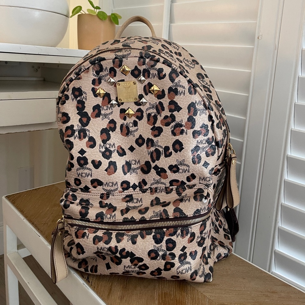 MCM animal print stuffed large backpack